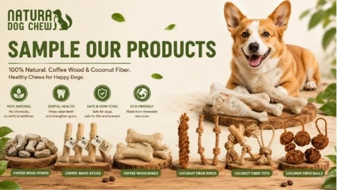 coffee wood dog chews for German market, premium natural dog chew packaging Germany, coffee wood chew wholesale Deutschland
